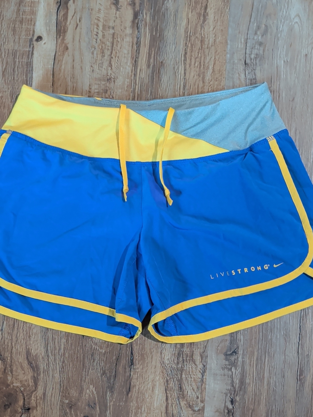 Nike Women's Blue and Yellow LIVESTRONG Athletic Shorts